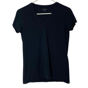 Mott & Bow Marcy Tee Womens Size Small Navy Blue V Neck Fitted Pima Cotton Shirt
